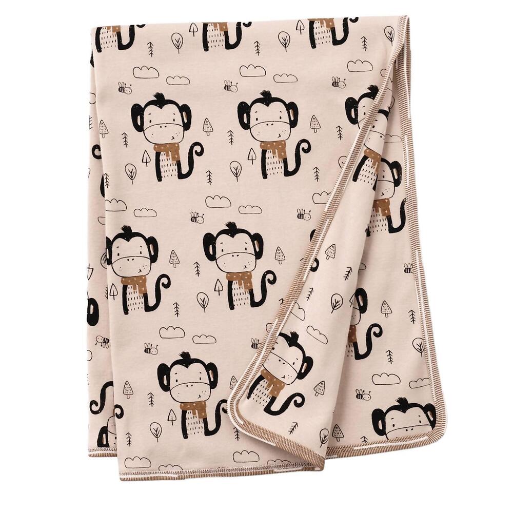 NEW TESA BABE funky monkey stroller blanket in tan/brown